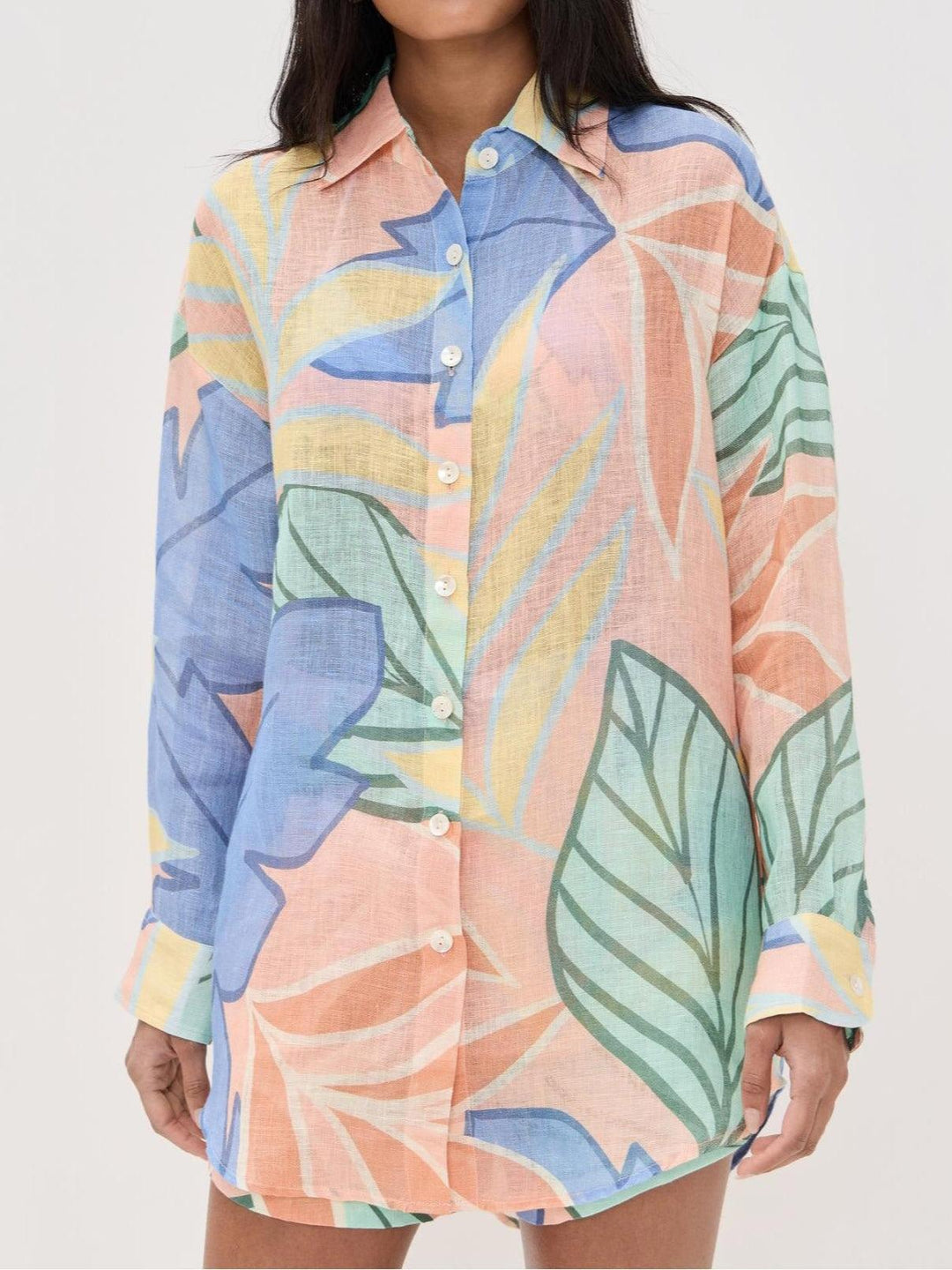 Karin | Kurzes Set mit Print Foglie tropisch