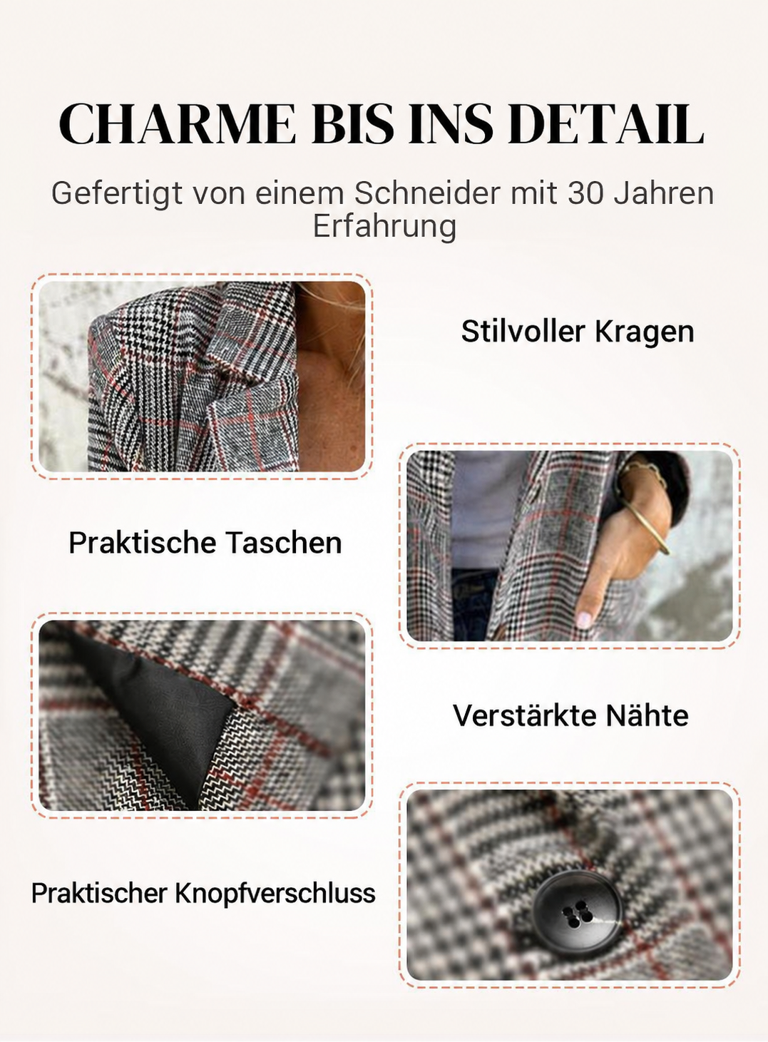 Frieda™ | Lässiger karierter Blazer mit Revers