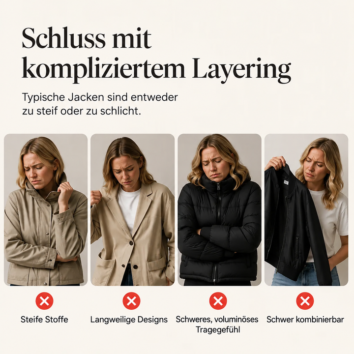Greta™ | Elegante Jeansjacke mit Strickeinsätzen